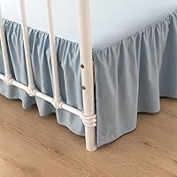 TSUTOMI Queen Ruffled Bed Skirt 14 Inch Drop Split Corners Grayish Blue Microfiber with Platform