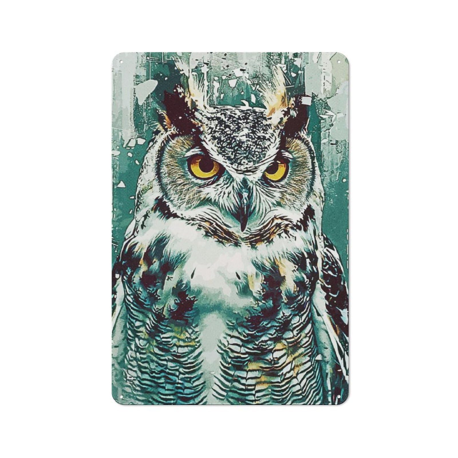 Junmoney Owl Art Vintage Metal Sign 30X20cm For Pub Or Café, For Collectors Of Vintage Metal Wall Decor