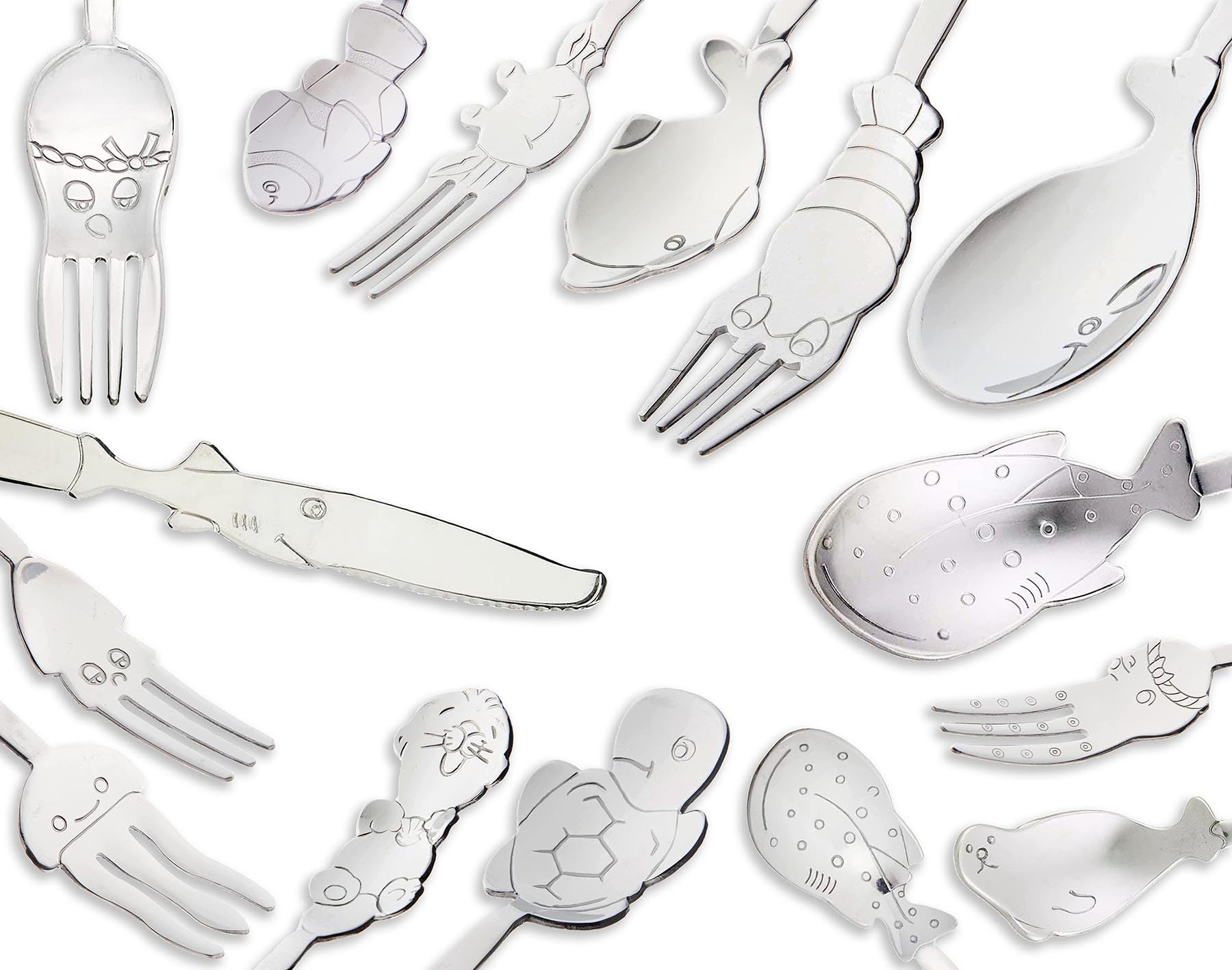 Nagao Petite Marine Cutlery Knife, Spoon, Fork, Set of 15, Stainless Steel, Made in Japan : Home & Kitchen