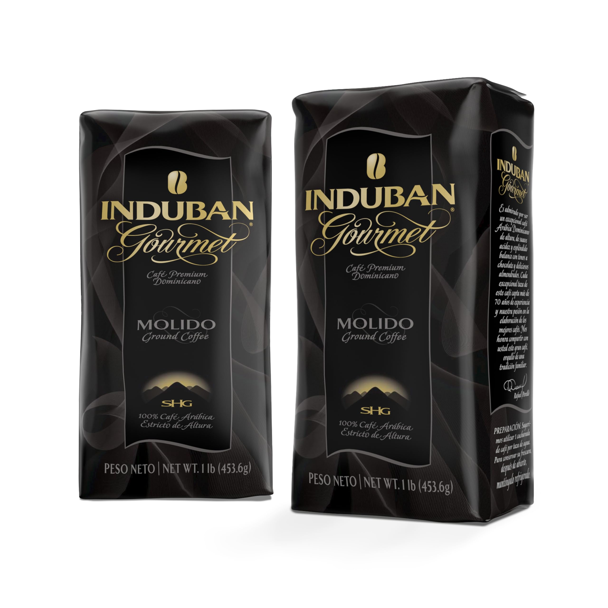Induban Gourmet, 16 oz Bag, Ground Coffee, Medium Roast - Premium 100% Arabica Coffee from the Dominican Republic (Pack of 2)