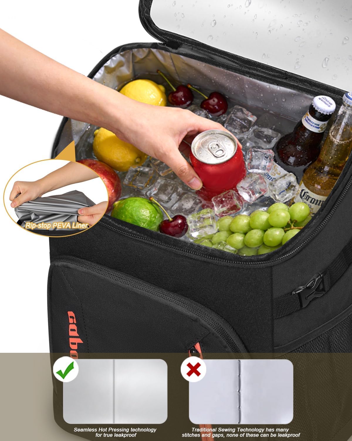 Capolo Cooler Backpack for Men Women Insulated Backpack Cooler Leak Proof Thermal Bag Beverage Soft Cooler Bag Lunch Backpack for Camping 30/45 Cans