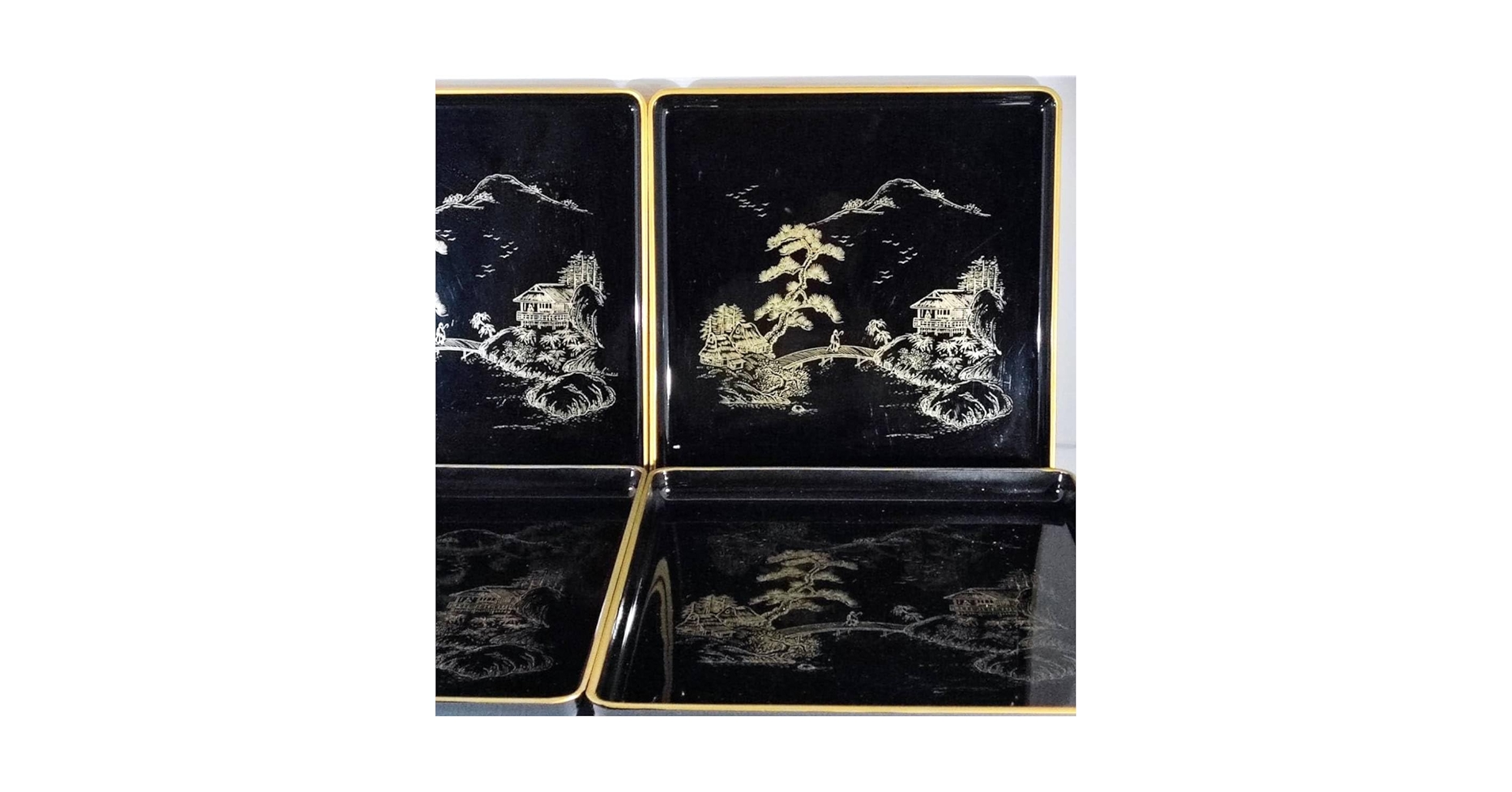 【蔵出し】懐石御膳 輪島塗 二度塗 美術漆器 沈金楼閣山水の図 10客 未使用品 蔵出し】懐石御膳 輪島塗 二度塗 美術漆器 沈金楼閣山水の図 10