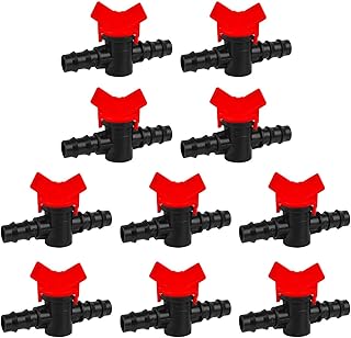 1/2 Inch Drip Irrigation Switch Valve, Irrigation Barbed Ball Valve, for 16mm Irrigation Tube, Drip Irrigation Tubing Shut-Off Valve Hose Connectors Barbed Valve for Garden (10 Pack)