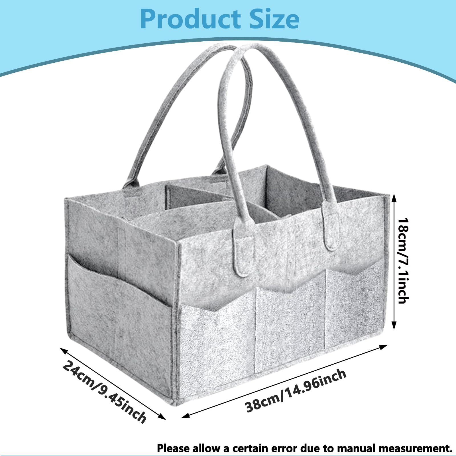 VIRAHYEM Nappy Caddy Organiser, Newborn Essentials Diaper Caddy - Image 2