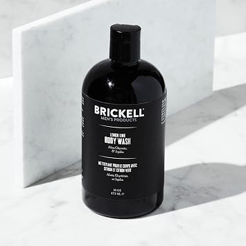 Brickell Men's Invigorating Body Wash for Men, Deep Cleaning Shower Gel with Aloe, Jojoba, and Vitamin E, Scented (Lemon Lime, 16 oz)