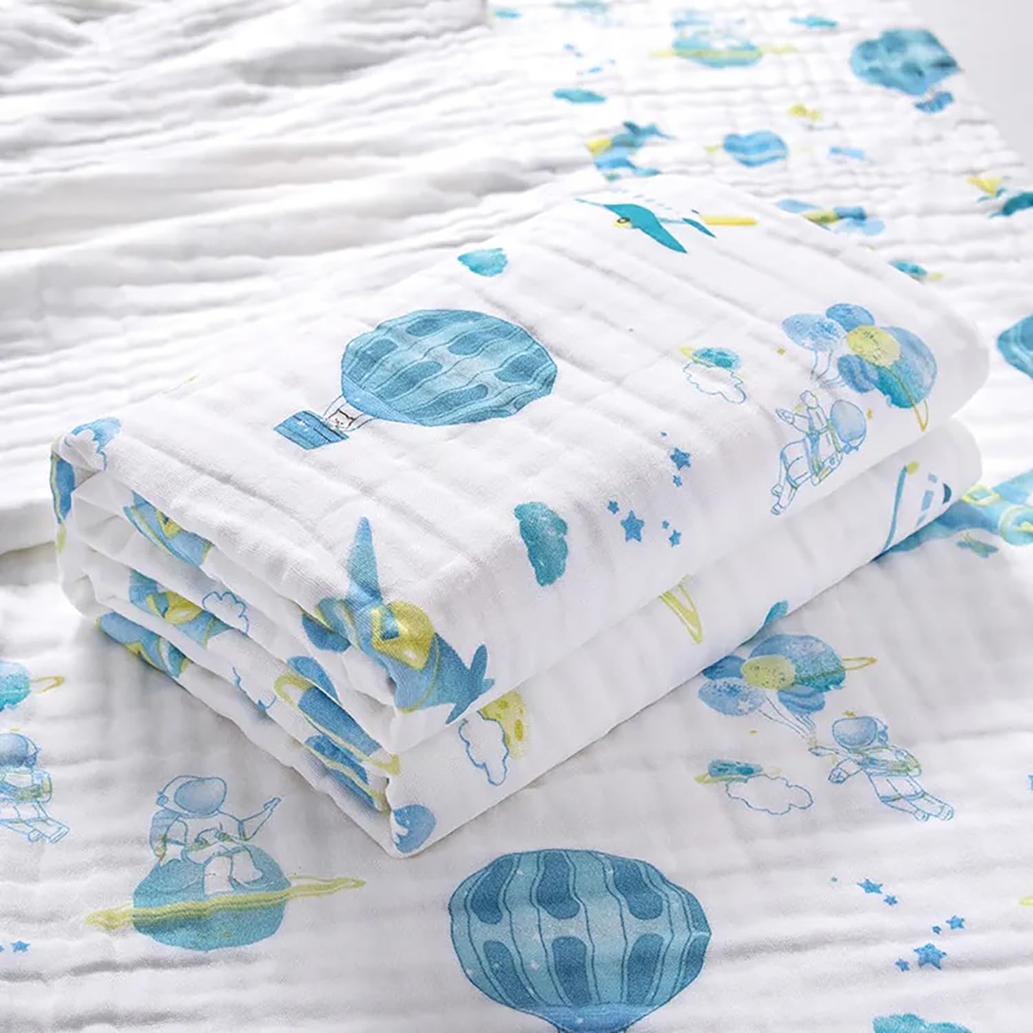 MosQuick® 6 Layer 100 % Cotton muslin blanket for new born baby 110x110 cm baby blankets newborn baby shower gifts for mom to be quilt blanket baby blanket blanket for kids hot air balloon 0-4 Years-image-21