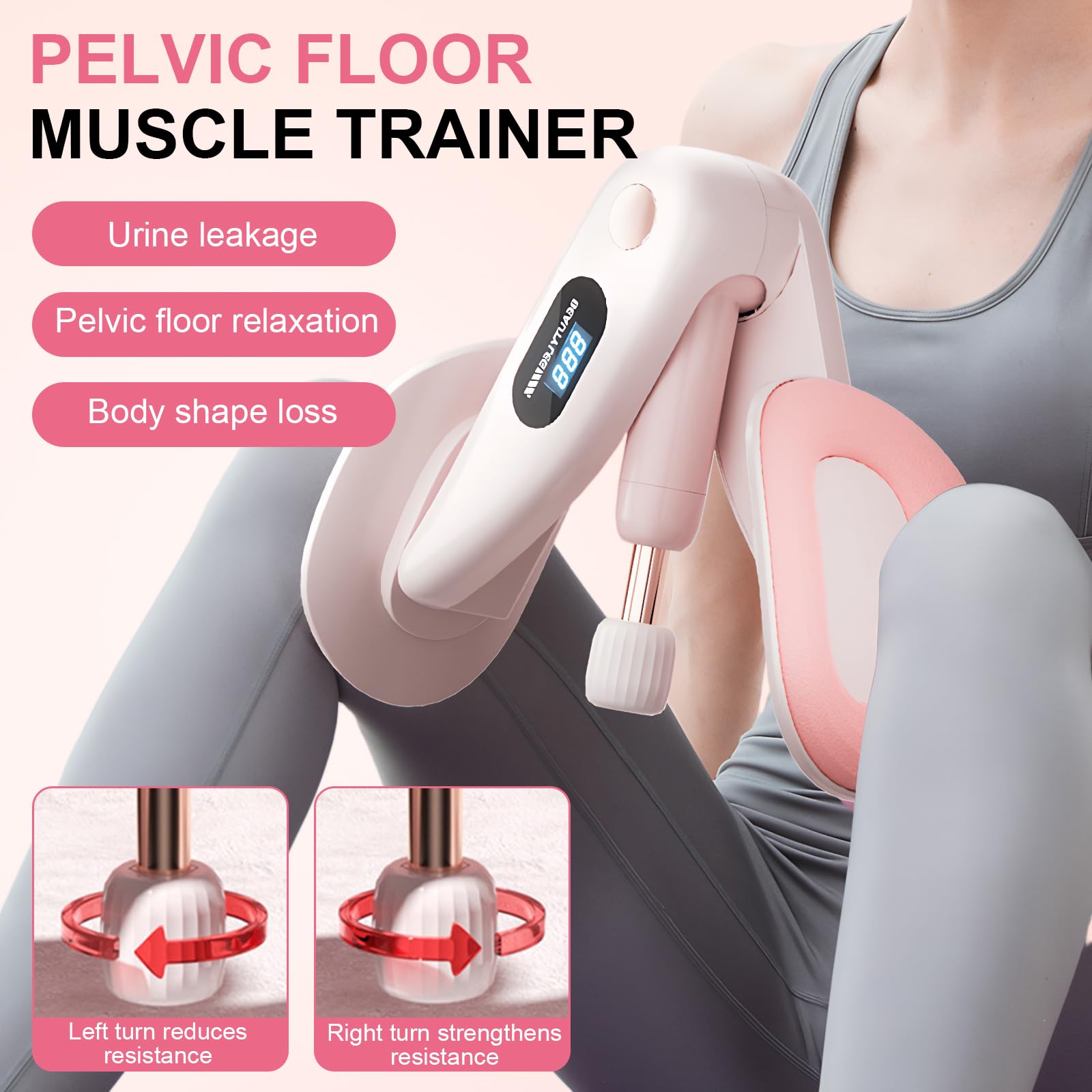 Oberschenkeltrainer, Beckenbodentrainer Für Frau, Trainingsgerät Für Weibliches Gesäß mit Intelligenter Zähl, Trimmer-Innenschenkel, Sport-Schlankheitstraining, Beintrainer für Zuhause, Bein-Trainer