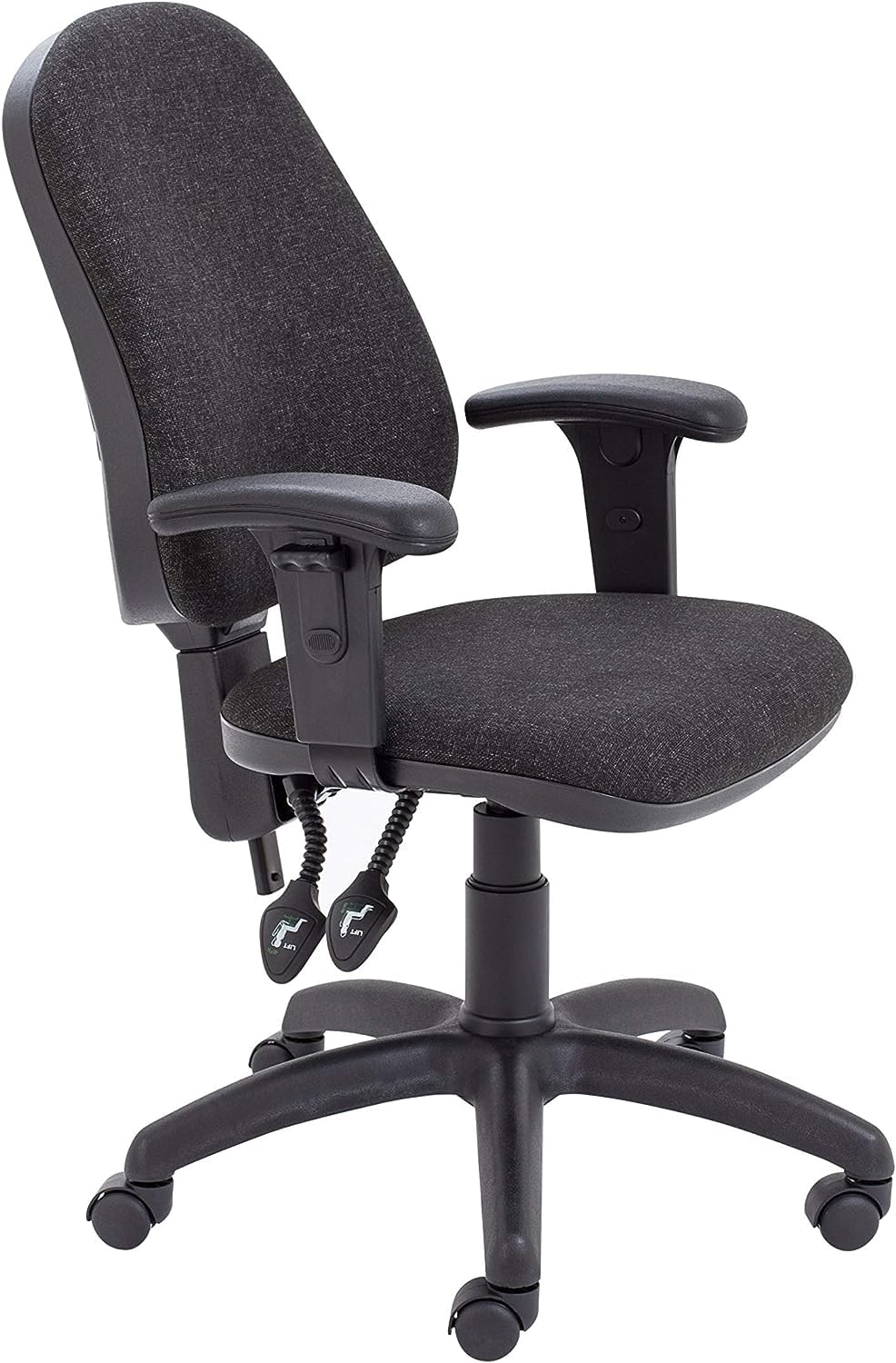 LAB SPACE Chilli Mist Office Chair, Computer Desk Chair, Swivel Chair with Adjustable Backrest, Home Office Chair with Wheels, Max 115kg, 2 Yr Wty (Charcoal, Height Adjustable Arms)