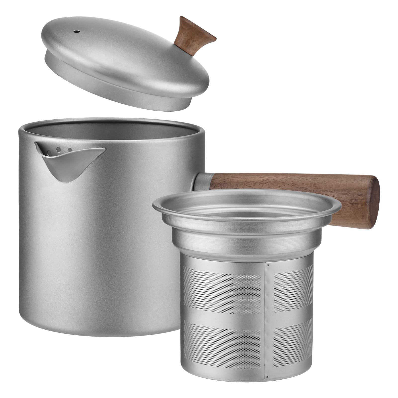 Yoidesu Camping Kettle for Open Fire Portable Tea Kettle with Fine Mesh Filter Easy to Brew Tea Smooth Pour Lightweight 580ml