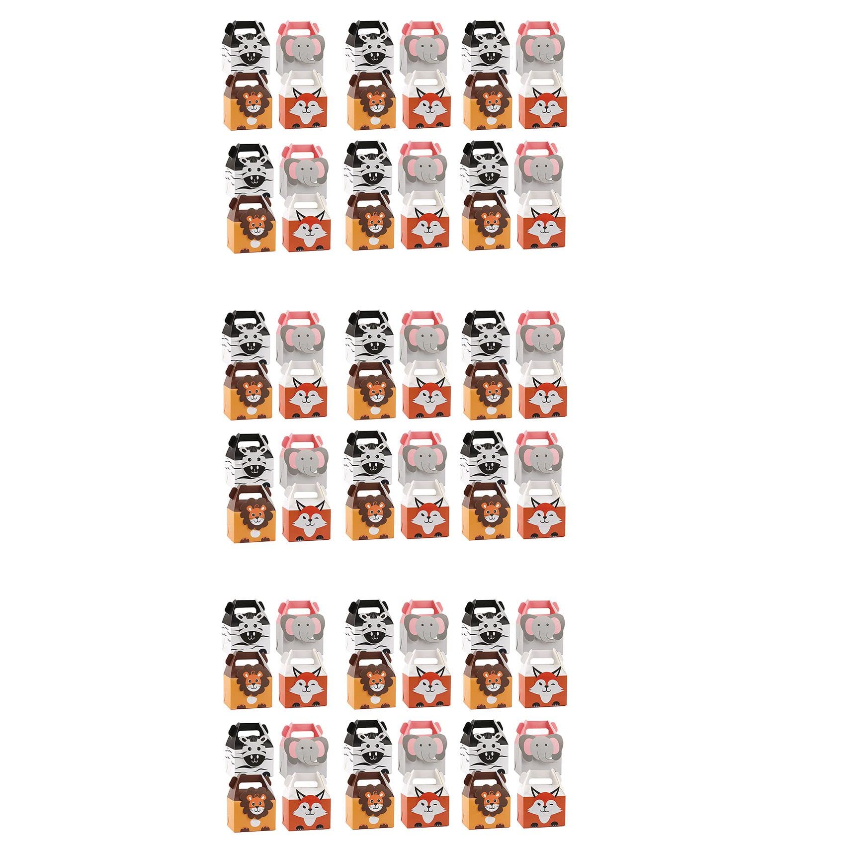 Hndhbfgrt 60Pcs Animal Party Bags, Paper Gift Bags, Small Paper Bags for Kids Party, 4 Designs Jungle Theme Birthday Party