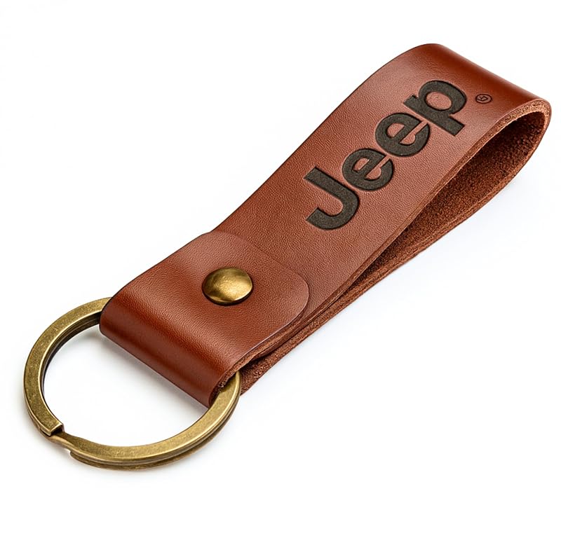 Chaveiro automotivo Jeep em couro legítimo marrom FOUR WHEEL BEAST