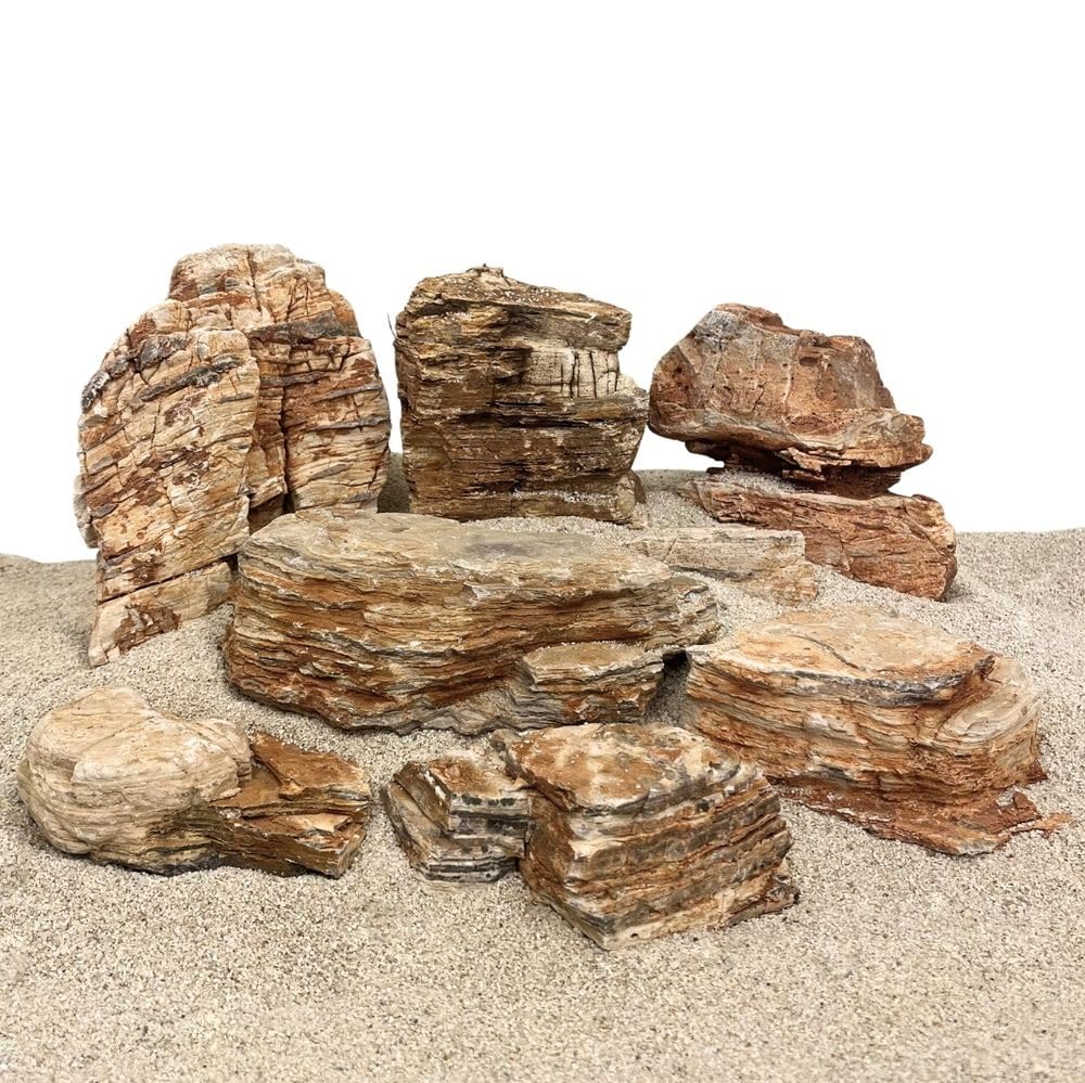 AquaOne Aquariumsteine Red Multilayer Rock Stein I Natursteine 25 kg Mix Größe M-XL I Natursteine mit Mehrschichtstruktur für Aquascaping und Naturaquarien
