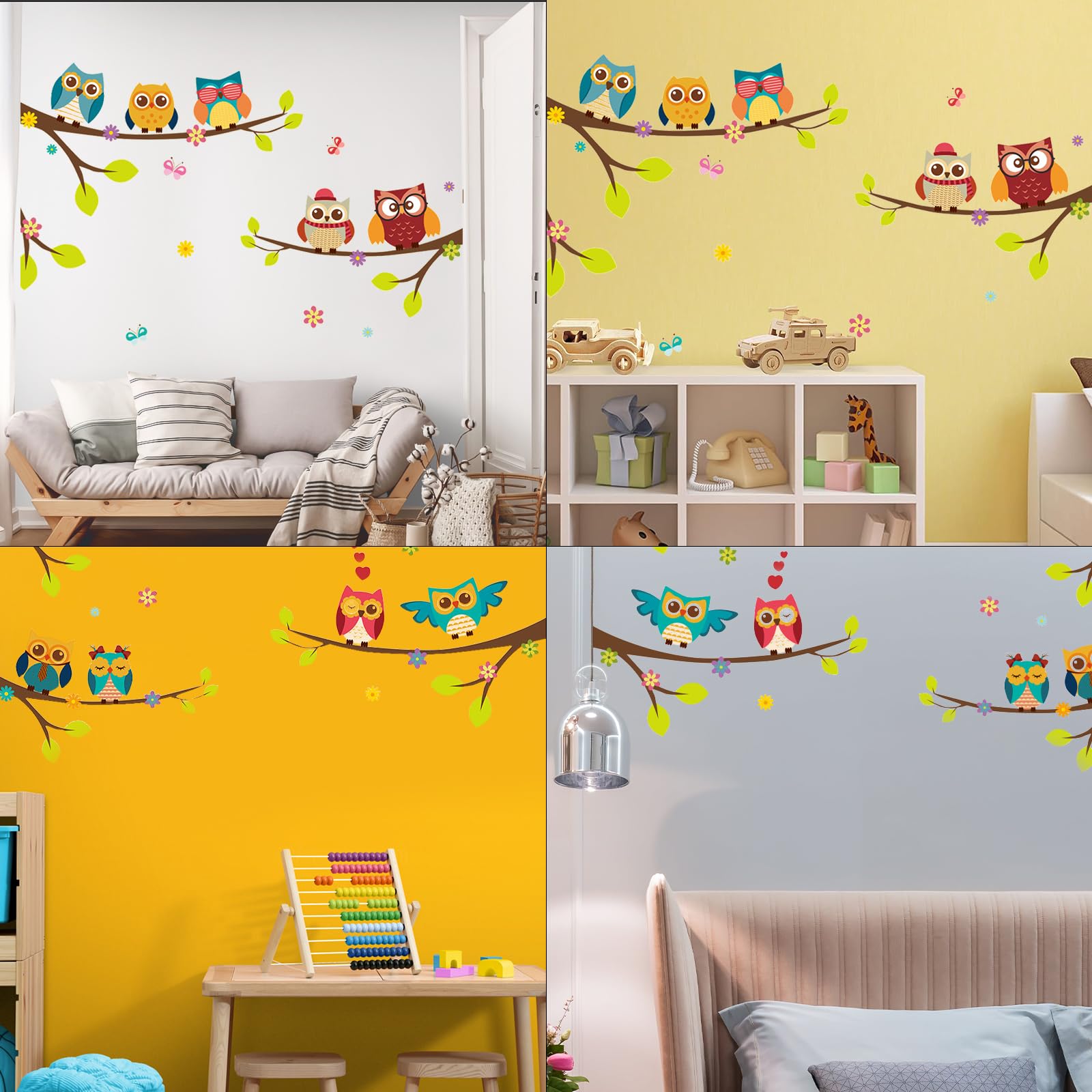 CAIRIAC Tree Cartoon Owl Wall Sticker Decals, Wall Decoration Mural Removable Stickers - Image 3