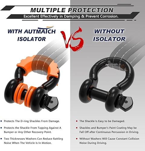 Vista 75 de AUTMATCH - Juego de 2 arandelas aislantes de grillete con anillo en D, 2 aislantes de grillete de goma y 4 arandelas para grillete de 3/4 pulgadas
