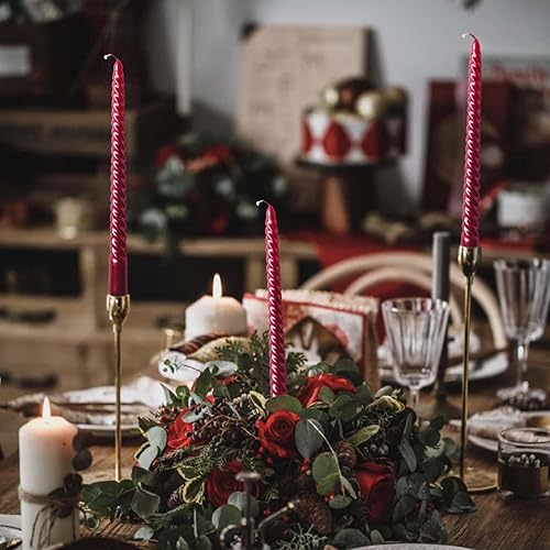 Miniatura 4 de Wrcevtor Juego de 4 velas cónicas de 10 pulgadas  7.5 horas de combustión limpia sin perfume, para bodas, fiestas, decoración del hogar y ocasiones