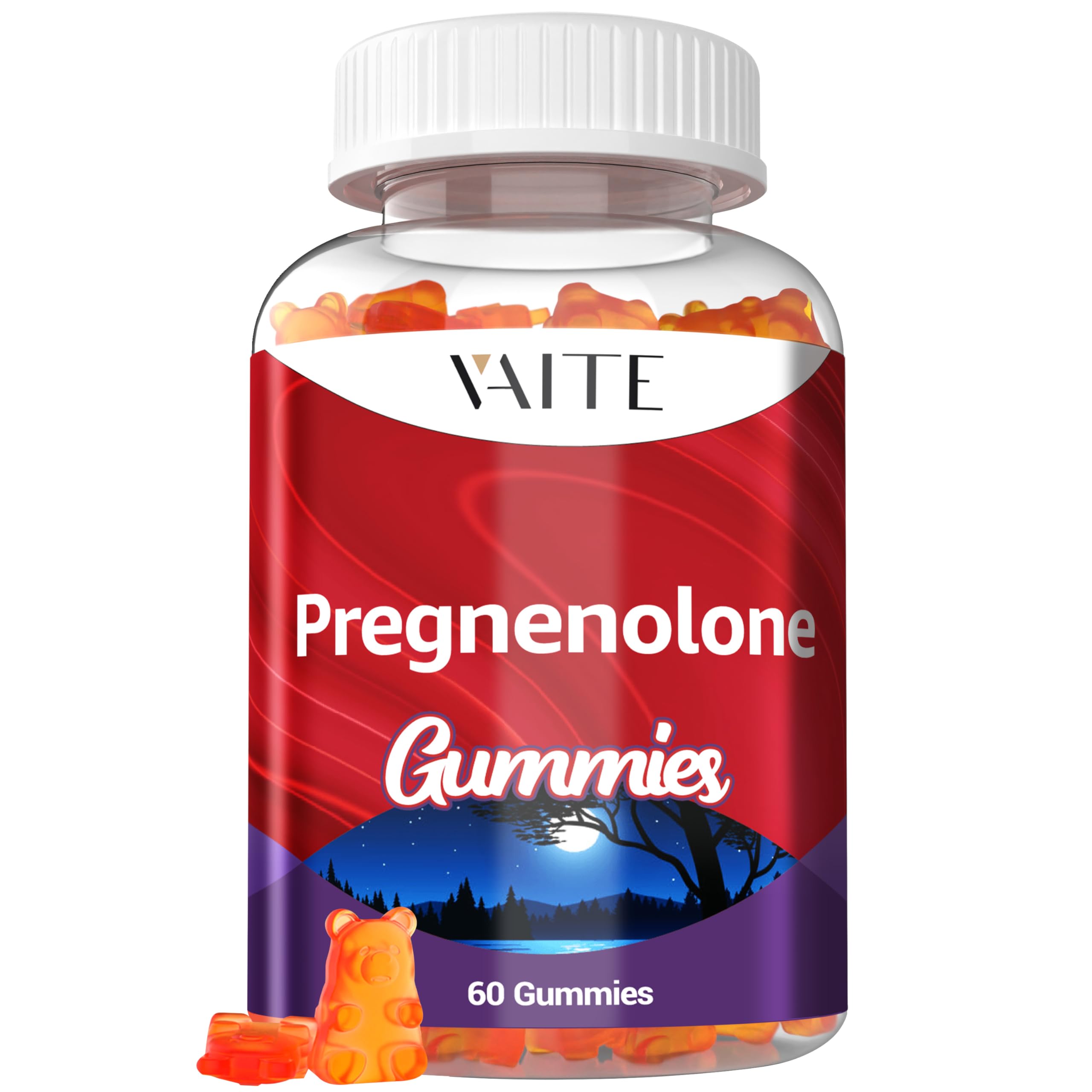 Pregnenolone Memory Supplement for Brain, Hormone Balance for Women and Men, Glycine Supplements, Happy Hormones, Non-GMO, Gluten Free, Cognitive, 60 Vegetarian Seniors and Adult Vitamin Gummies