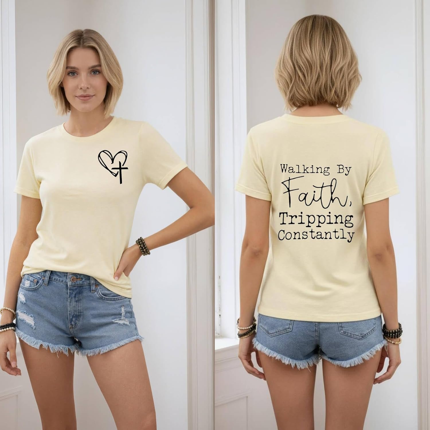 Christian Shirts for Women Walking by Faith Tripping Constantly Religious Tshirt Inspirational Bible Verse Tee - Image 4