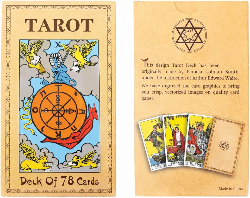 Cartas de tarô para iniciantes com guia – Classic Rider Waite Tarot Deck 78 cartas para leitura de tarô, adivinhação, orientação espiritual e fortuna conjunto de cartas de tarô
