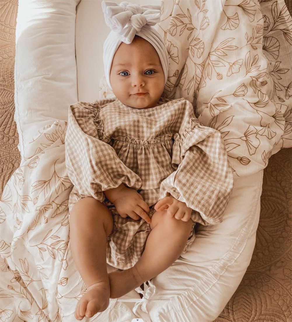 ZAXARRA Infant Baby Girl Plaid Romper Baby Pleated Romper Ruffle Festival Bodysuit Spring Summer Clothes with Headband - Image 6