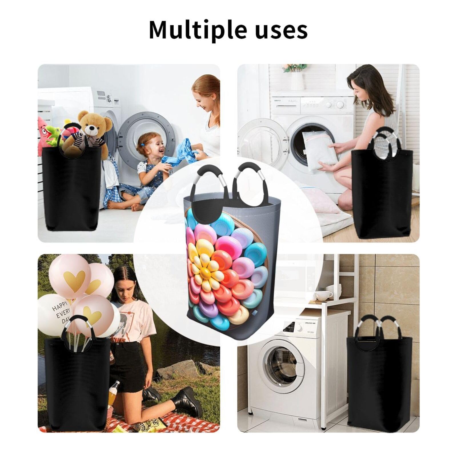 Bunte Süßigkeiten-Aufbewahrungstasche, faltbar, quadratisch, 50 l, Wäschekorb für schmutzige Kleidung, geeignet für Waschküche, Schlafsaal, Schlafzimmer