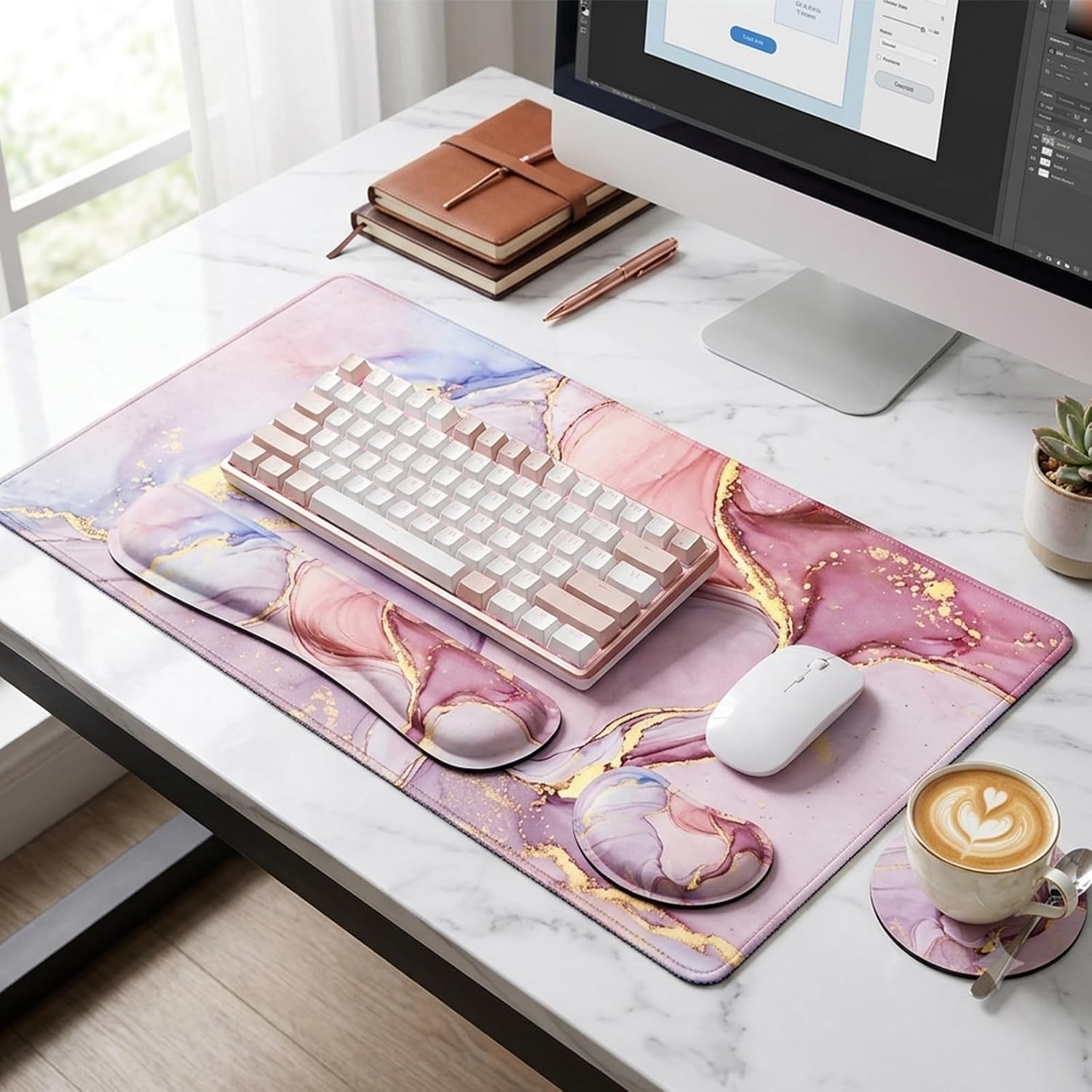 Large Mouse Pad with Wrist Rest, 4-in-1 Wrist Rest for Keyboard and Mouse image 2