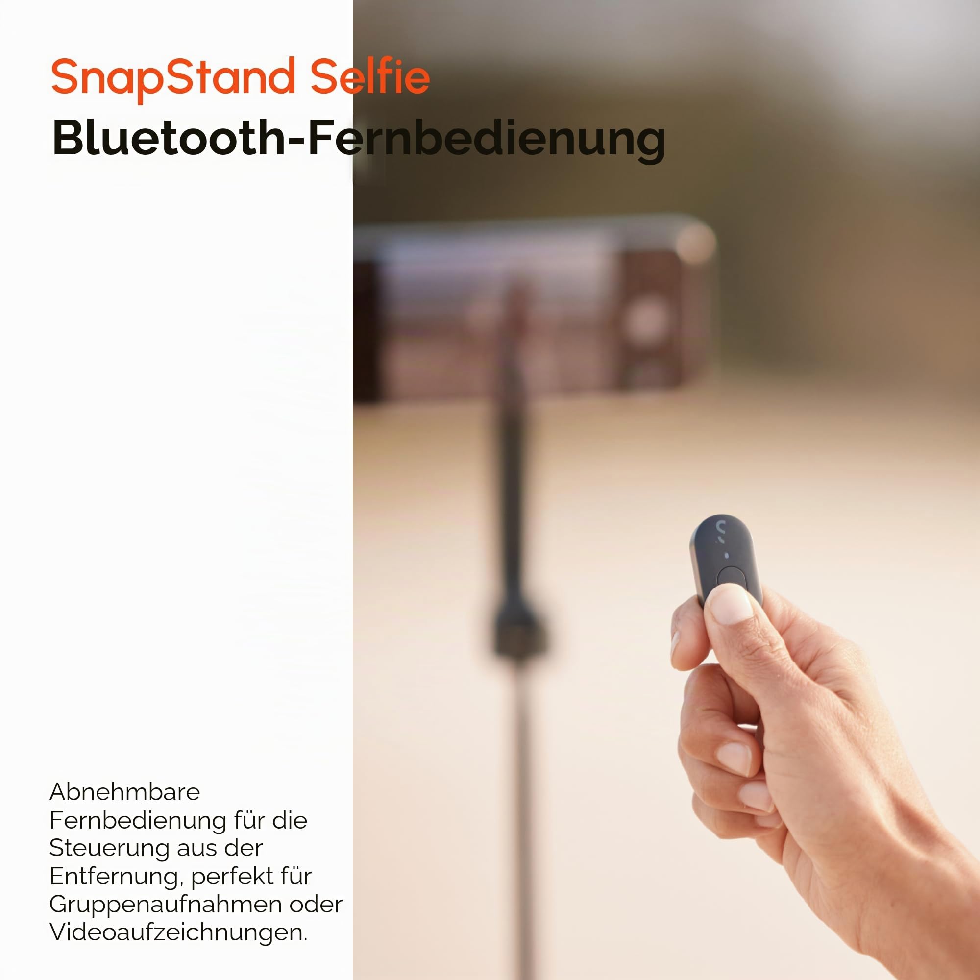 ShiftCam SnapStand Selfie - Magnet Selfie Stick und Stativ - Kompaktes, klappbares und ausziehbares Stativ mit neigbarem Kopf und Bluetooth-Magnetfernbedienung (Stone, SnapStand Selife)