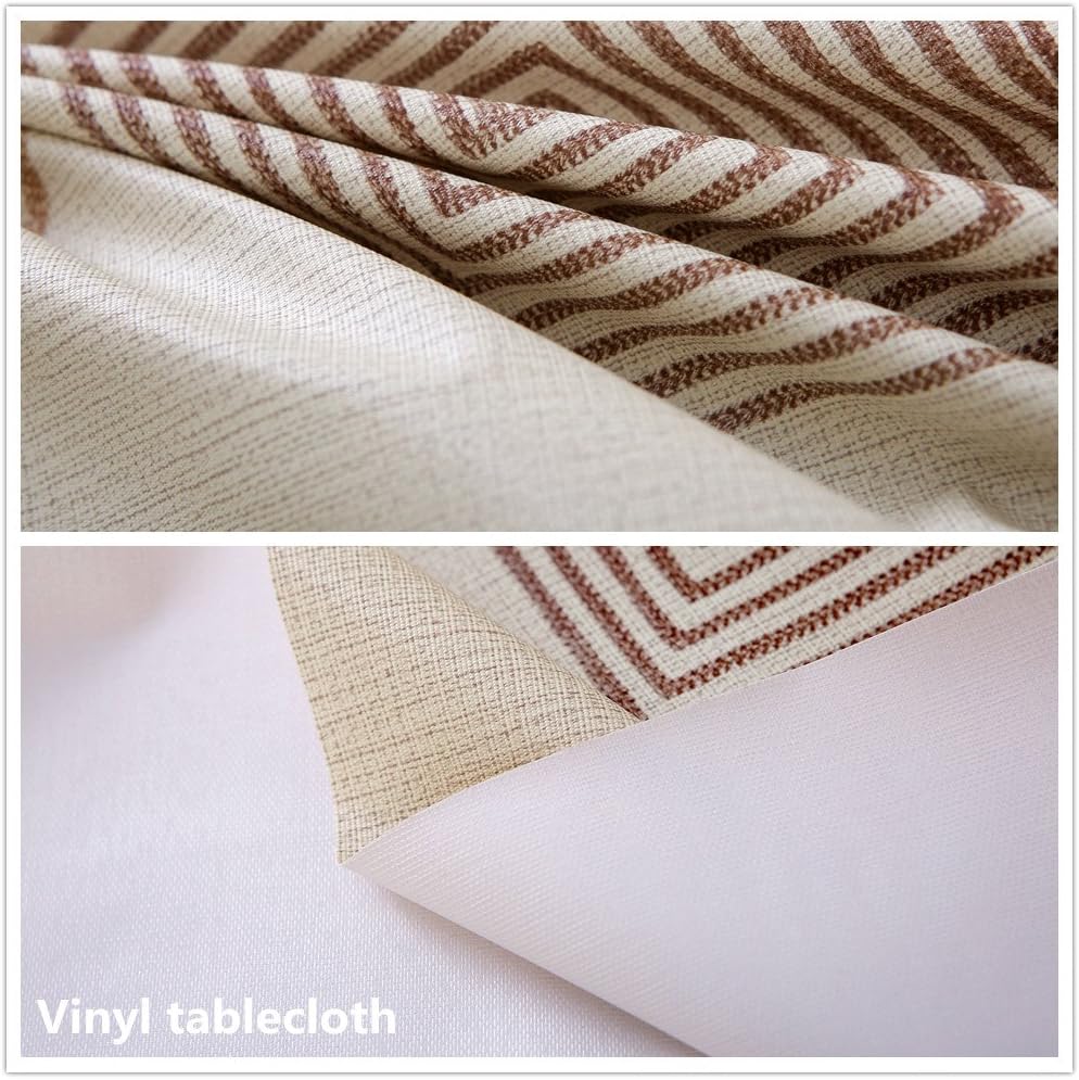 LEEVAN Heavy Vinyl Tablecloth Rectangle 54 x 72 Inch PVC Table Cover with Flannel Backing Wipe Clean Table Cloths Waterproof Oil-Proof for Kitchen and Dining Room-Geometry