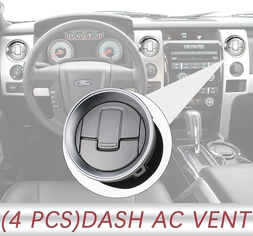 Miniatura 2 de TQPONLY Rejilla de Ventilación de Conducto de Aire del Calentador AC del Tablero (4 Piezas) Compatible con Ford F150 Lobo 2009-2014 Accesorios