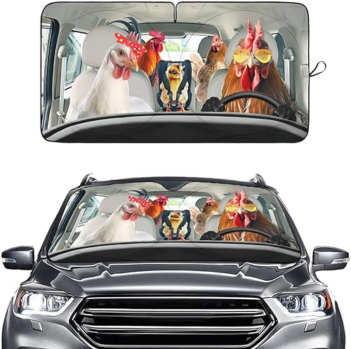 Miniatura 39 de GENANY Divertido parasol para parabrisas para sedán, SUV, camión (55 x 29 pulgadas), parasol de automóvil, bloquea los rayos UV, accesorios