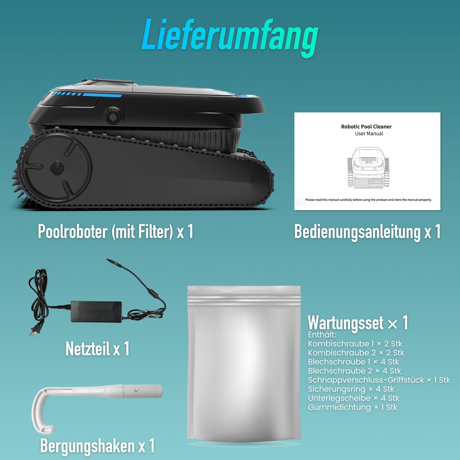 (2026 Neu) Poolroboter Boden und Wand Wasserlinie Poolsauger Akku | PC10 Poolroboter Kabelloser, 18927 LPH, Intelligenten Navigation, Wandklettern, Poolreiniger für Pools bis 170㎡