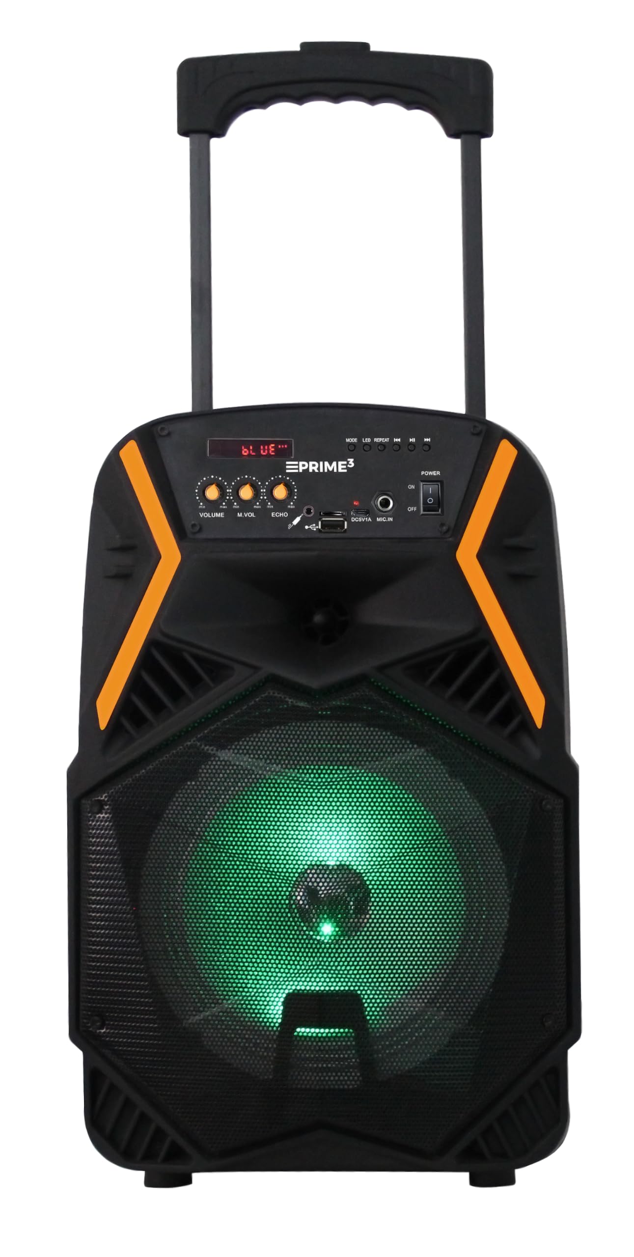 PRIME3 -Głośnik Bluetooth - System Audio i Karaoke - 1600 W P.M.P.O., Mikrofon Bezprzewodowy, Oświetlenie LED, USB, AUX, microSD, Equalizer i Pilot w Zestawie - APS22 BLAZE