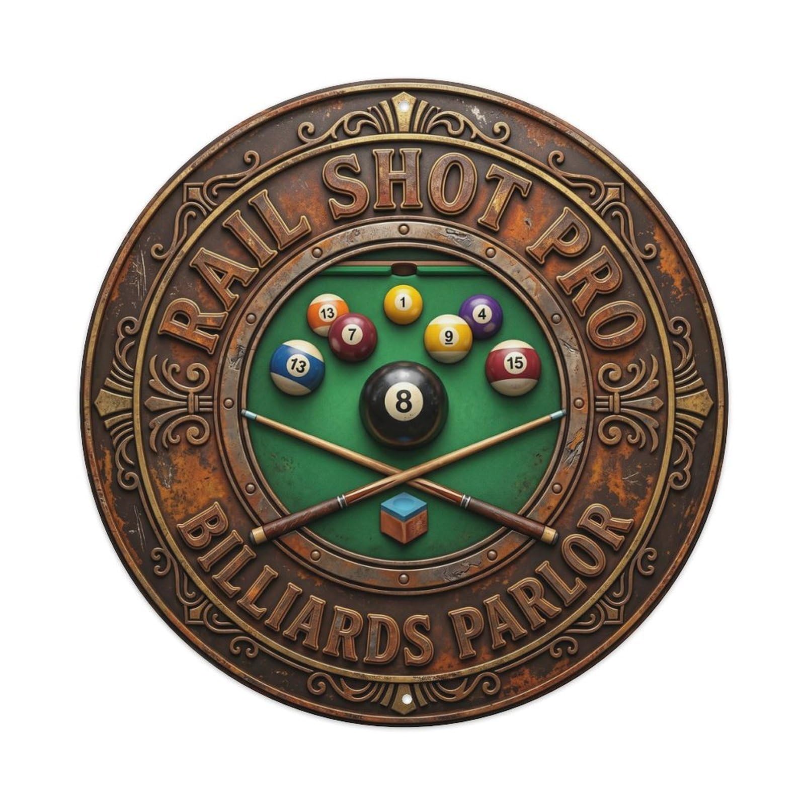 Cwbufd Vintage Style Rail Shot Pro Billiards Parlor Vintage Metal Tin Sign Plaque Wall Decor For Cafe, Club Bar, Office, Garden Metal Poster 8X8inch