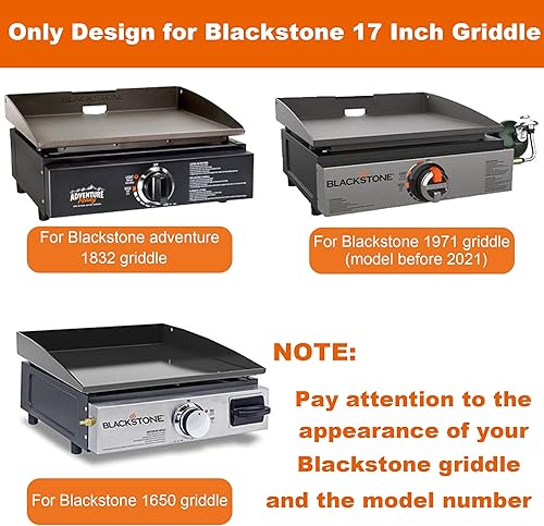 Vista 3 de Capucha de tapa dura con medidor de temperatura para plancha Blackstone de 17 pulgadas, tapa con bisagras para Blackstone modelo de grasa delantera