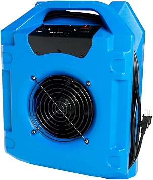 MOUNTO 1/4 HP 1200 CFM Low Profile Air Mover, 2-Speed Carpet Dryer Floor Fan with Dual GFCI Outlets, Stackable Lightweight Blower for Water Damage Restoration (Blue)
