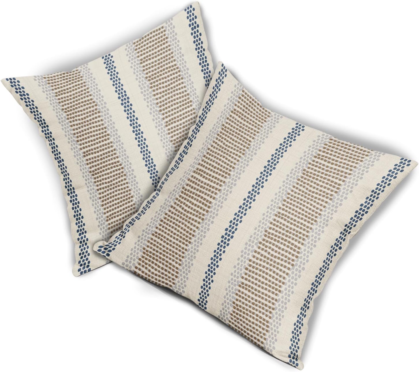 Brown Blue Pillow Covers 22x22 Set of 2 Gray Grey Dot Print Striped Decorative Outdoor Pillowcases Boho Rustic Farmhouse Decorative Throw Cushion Case Decor for Couch Sofa Bed