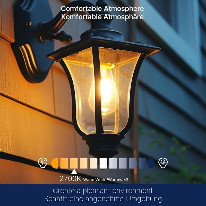 FLSNT E27 LED Vintage Izzó Mozgásérzékelős Automatikus 7W Meleg Fehér 2700K 2db