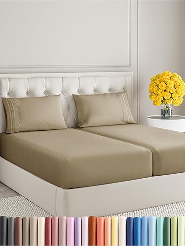 Vista 954 de Juego de sábanas de 4 piezas tamaño king, extrasuaves, transpirables y refrescantes con esquinas profundas, sábanas de fácil ajuste y sin arrugas