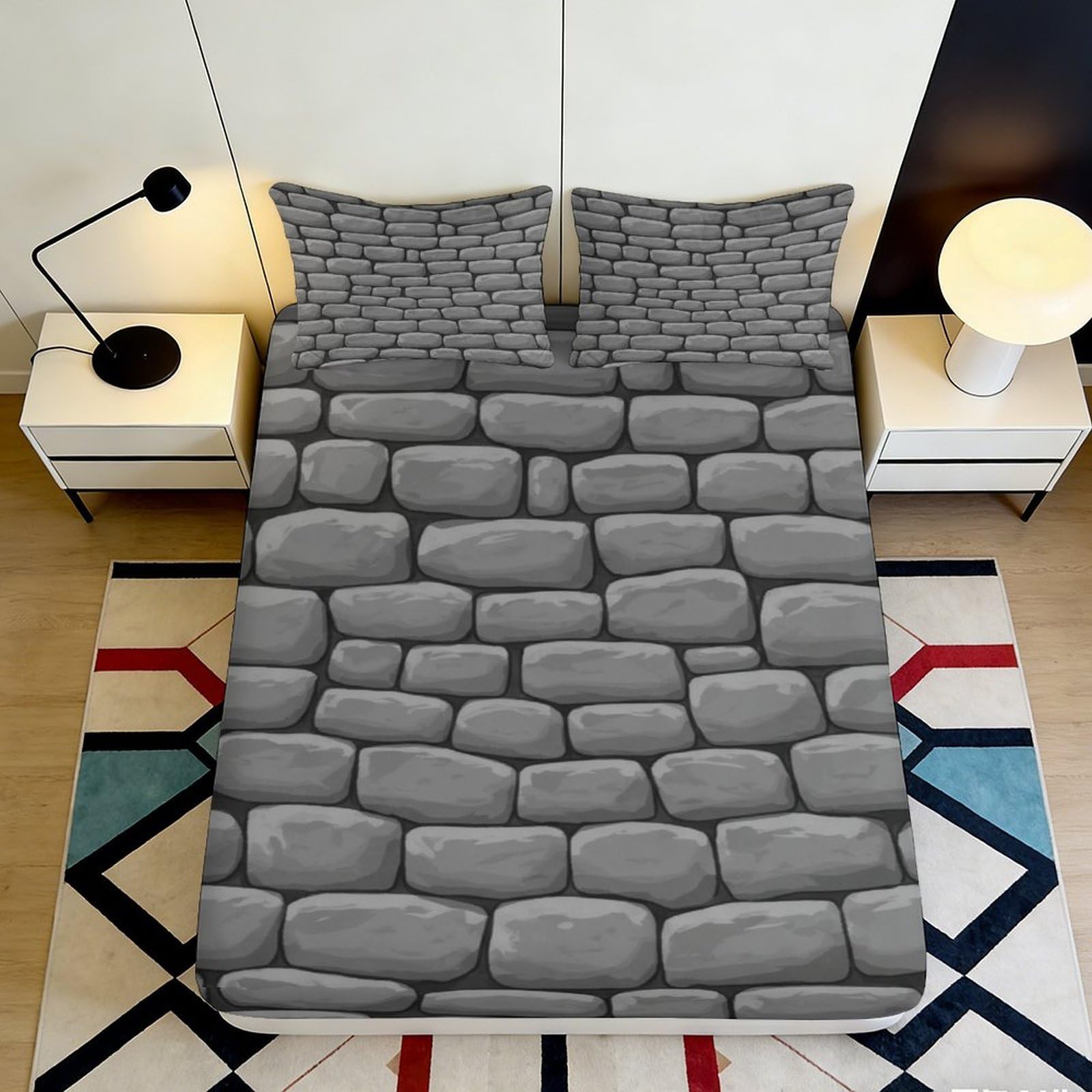 3D Printed Palm Tree Fitted Sheet Microfiber Deep Pocket Bedroom Bedding Set Non-Slip Palm Tree Mattress Fitted Cover Washable 90x200x25cm