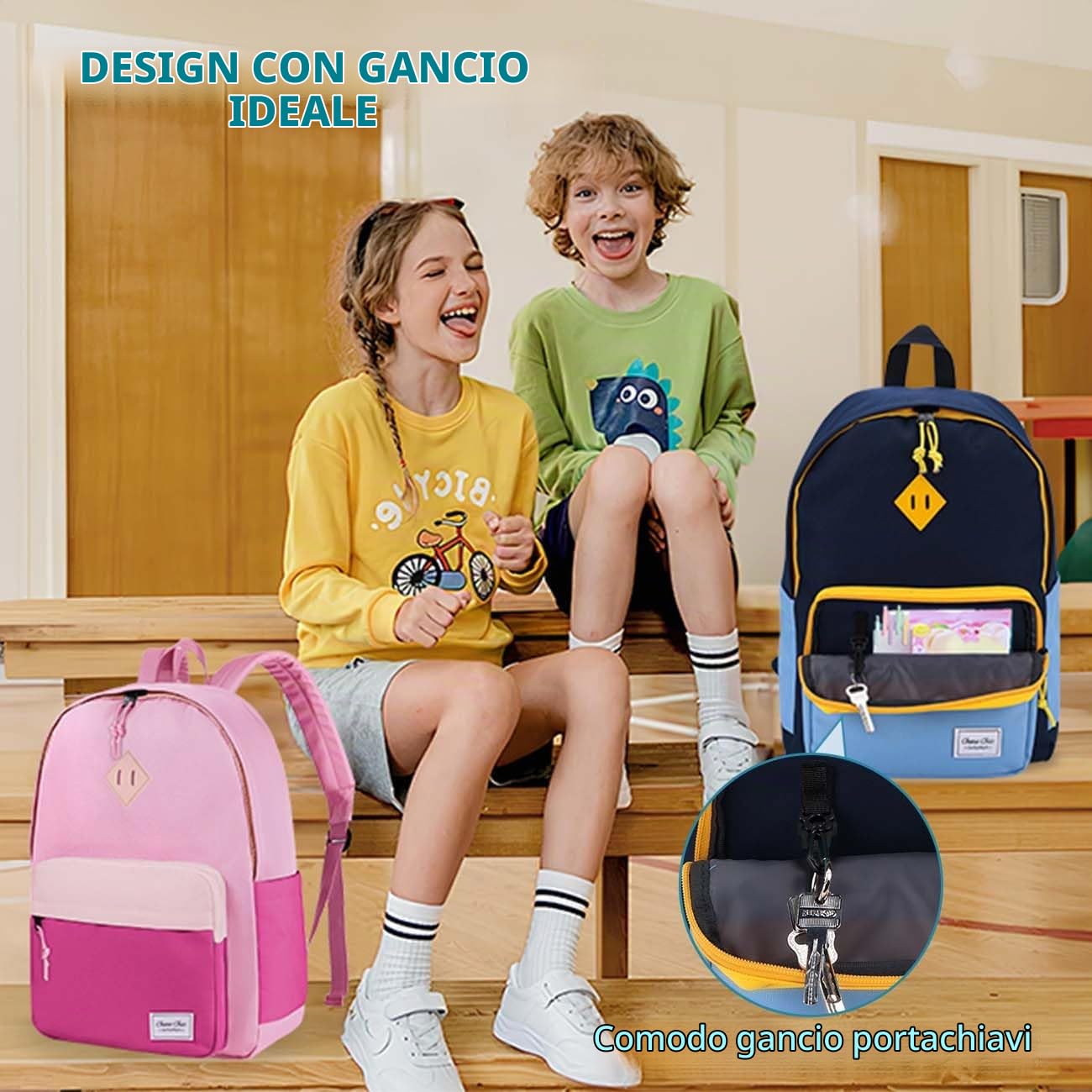 Chase Chic Zaino Scuola Elementare, 6-11 Anni Zaino Ragazze Bambino Resistente All'Acqua per Scuola Primaria per Sport e Viaggi Bambini