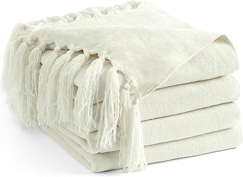 LONG CREATE Manta de felpilla para sofá, 50 x 60 pulgadas, manta suave y acogedora con borlas con flecos para cama, sofá, silla, manta decorativa de