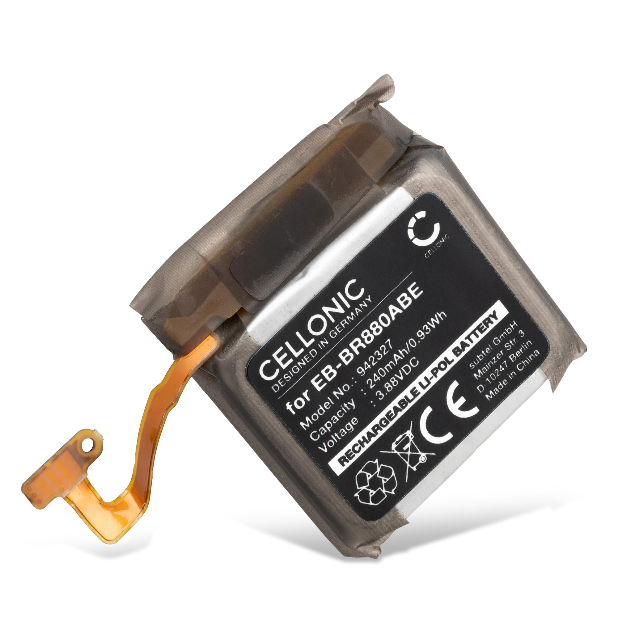 CELLONIC 1x Battery for Smartwatch & Fitnessarmband Compatible with Samsung Galaxy Watch 4 (40mm), Galaxy Watch 4 Classic (42mm), SM-R880, EB-BR860ABY - (240mAh, 3.88V)
