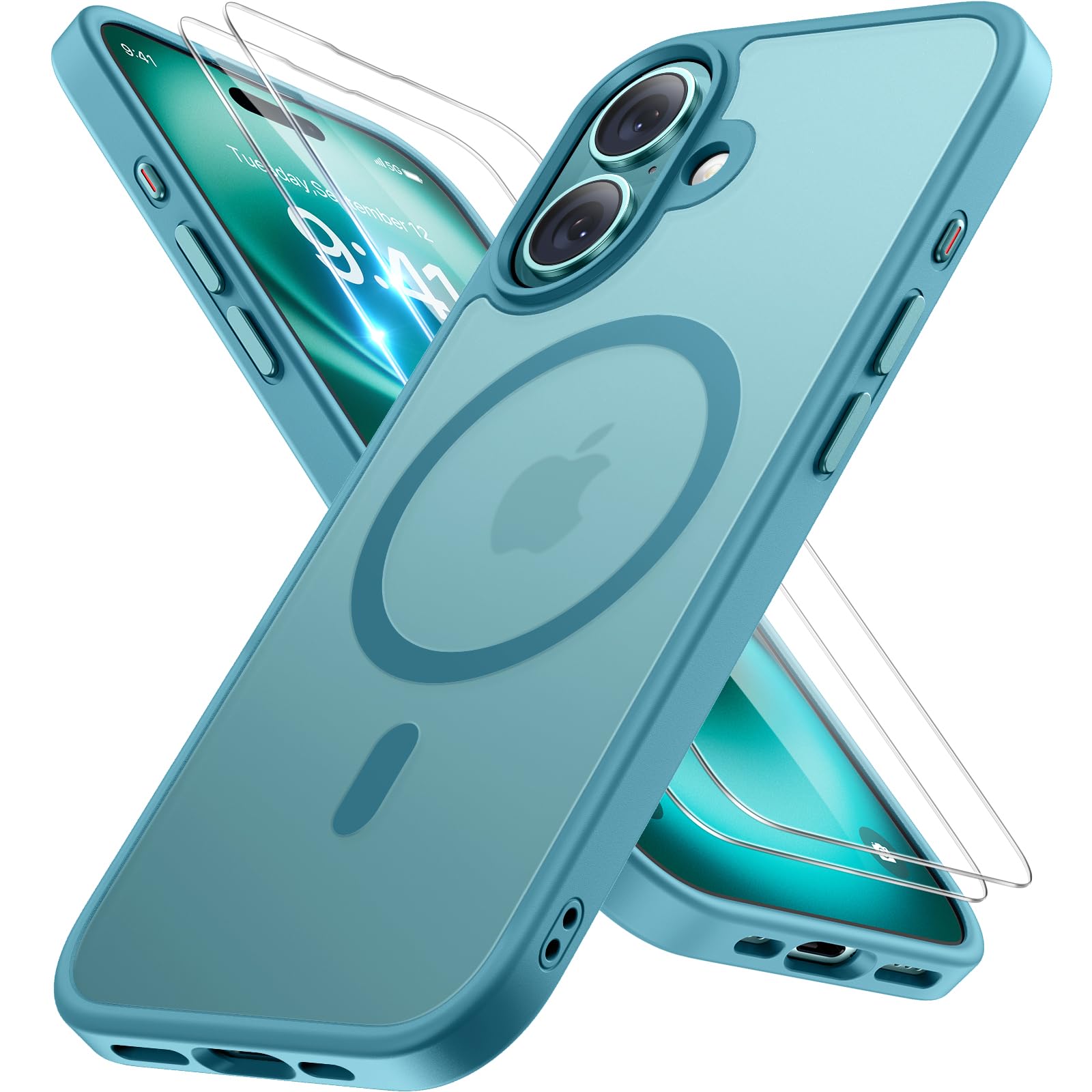 Miracase Magnetic Series for iPhone 16 Case [Compatible with MagSafe] [with 2X Screen Protectors] Military-Grade Protection, Slim Phone Cases for