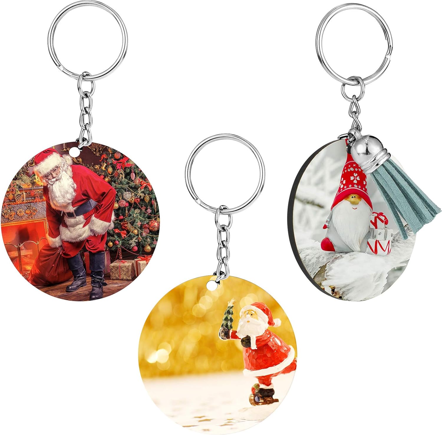 Jetec 50 Pieces Round Sublimation Ornaments 2 Inch Christmas Blank Ornaments Bulk Wooden Hardboard Christmas Xmas Tree Round Hanging Printing White for DIY Handicrafts Making - Image 5