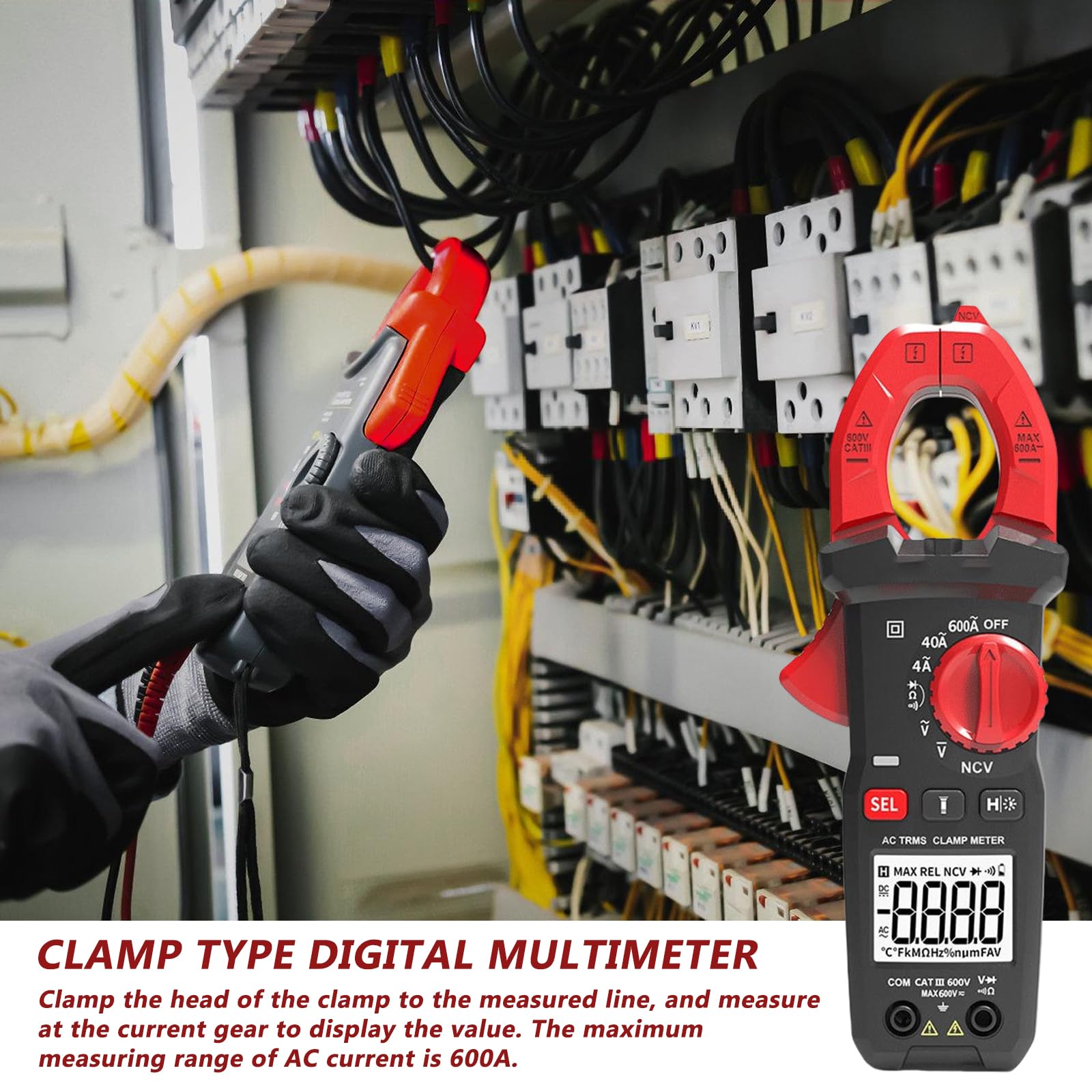 BYZESTY Strommesszange AC DC True-Rms 4000 Zähl, Zangenmultimeter Hintergrundbeleuchtung, Strommessgerät Digitales Für Die Messung AC/DC Spannung Strom Temperatur Widerstand Kontinuität Diode