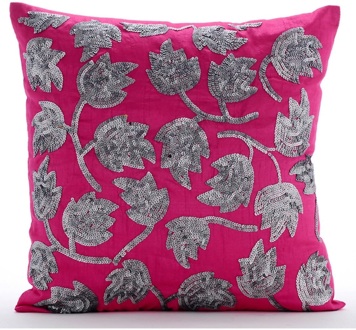 The HomeCentric Pillow Cover, Royal Blue Throw Pillow Cover, Sequins Tulip Flower Throw Pillow Cover, 20x20 inch (50x50 cm) Pillow Case, Floral Art Deco Pillow Cover, Square Silk - Tulipomania