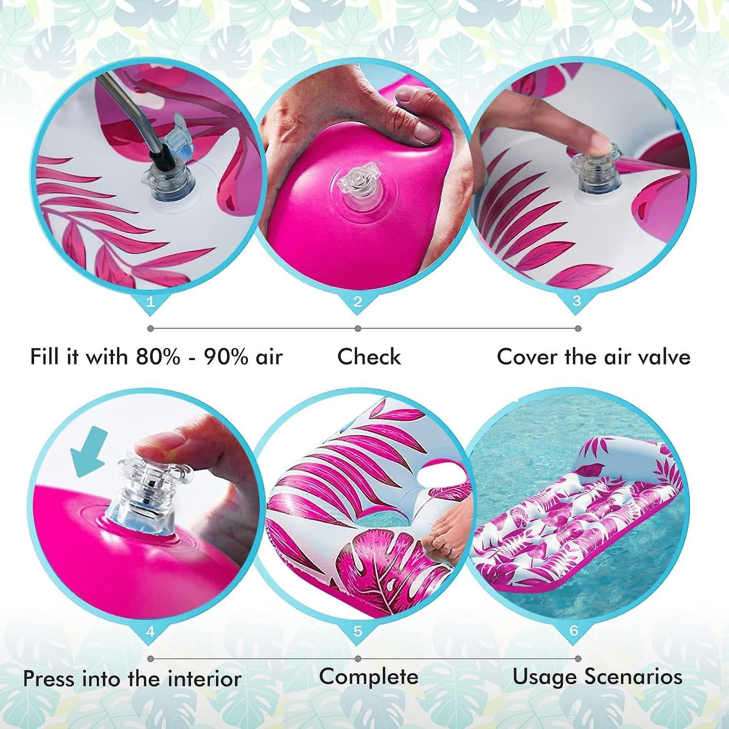 Hamacs de piscine gonflables pour adultes, chaise longue flottante 4 en 1 avec appuie-tête, hamac à eau en PVC, chaise flottante de piscine d'été, 165 × 83 cm