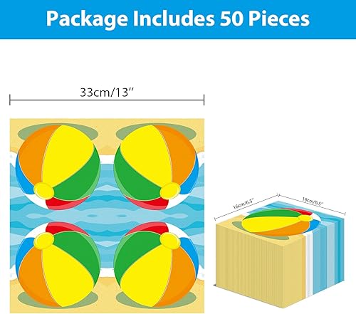Miniatura 2 de Juego de 50 servilletas desechables para fiesta de playa, para verano, para piscina, suministros de decoración de playa, fiesta de cumpleaños, para