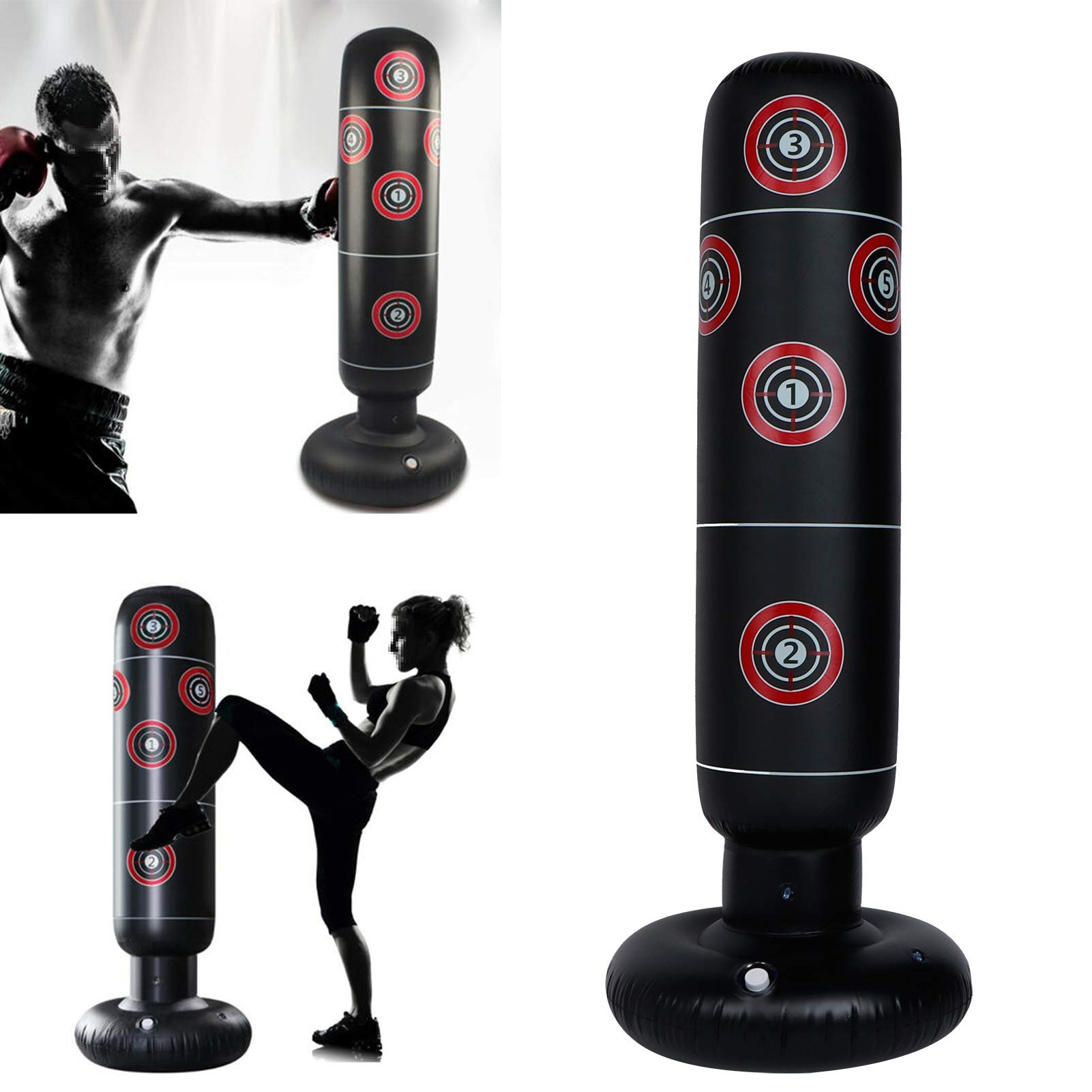Nadmuchiwany Worek Treningowy Fight Clan, Nadmuchiwany Worek Treningowy Dla Dzieci 160 Cm Dla Dzieci W Wieku 3-12 Lat Z Rękawicami Bokserskimi Do Kickboxingu, Karate I Taekwondo Idealny Worek Boksersk