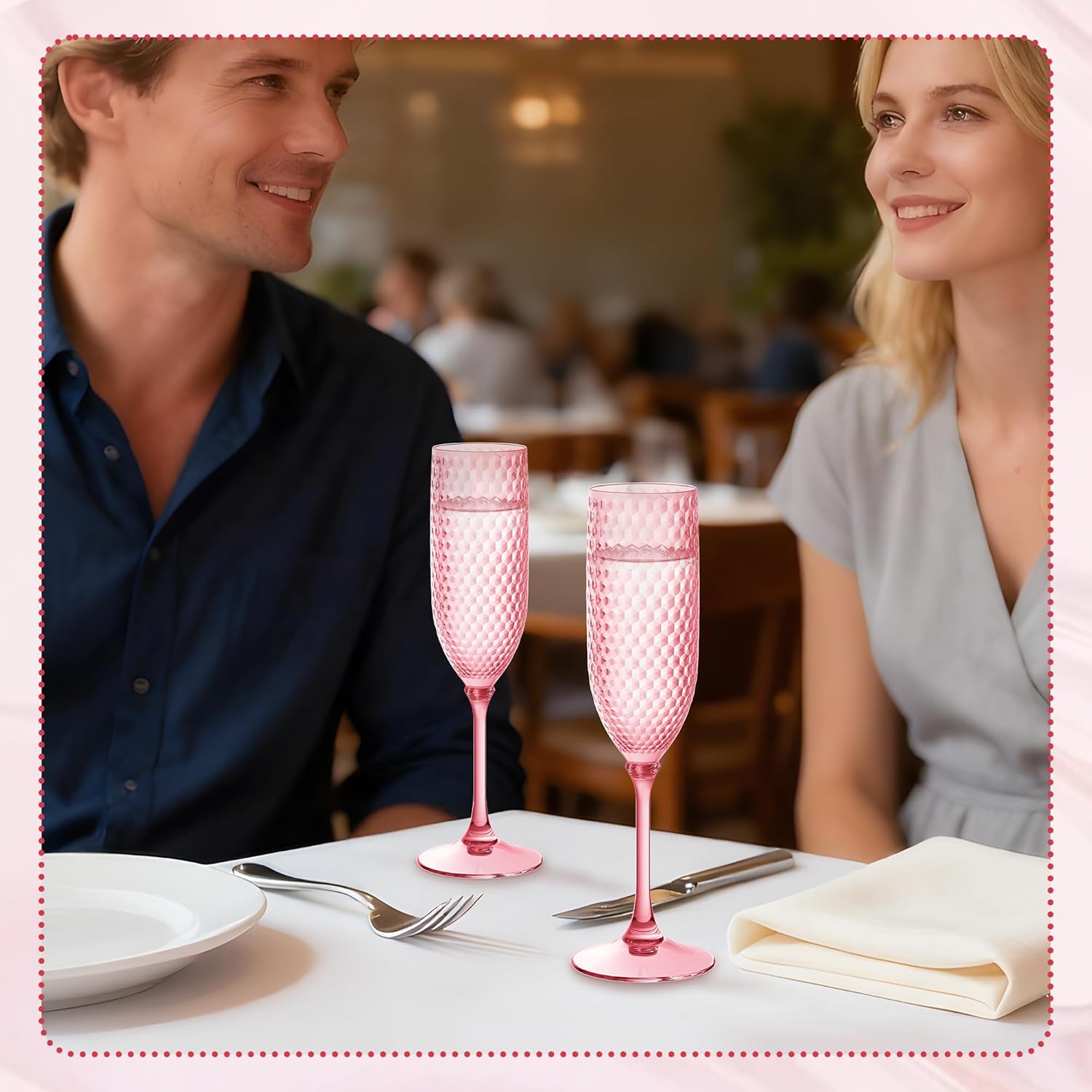 Plastic Champagne Flutes, 5.5oz Unbreakable Detachable Champagne Glasses, Reusable BPA-free Stemware Cups for Wedding Toasting, Parties, Mimosa Bar (12pcs, Pink) - Image 5