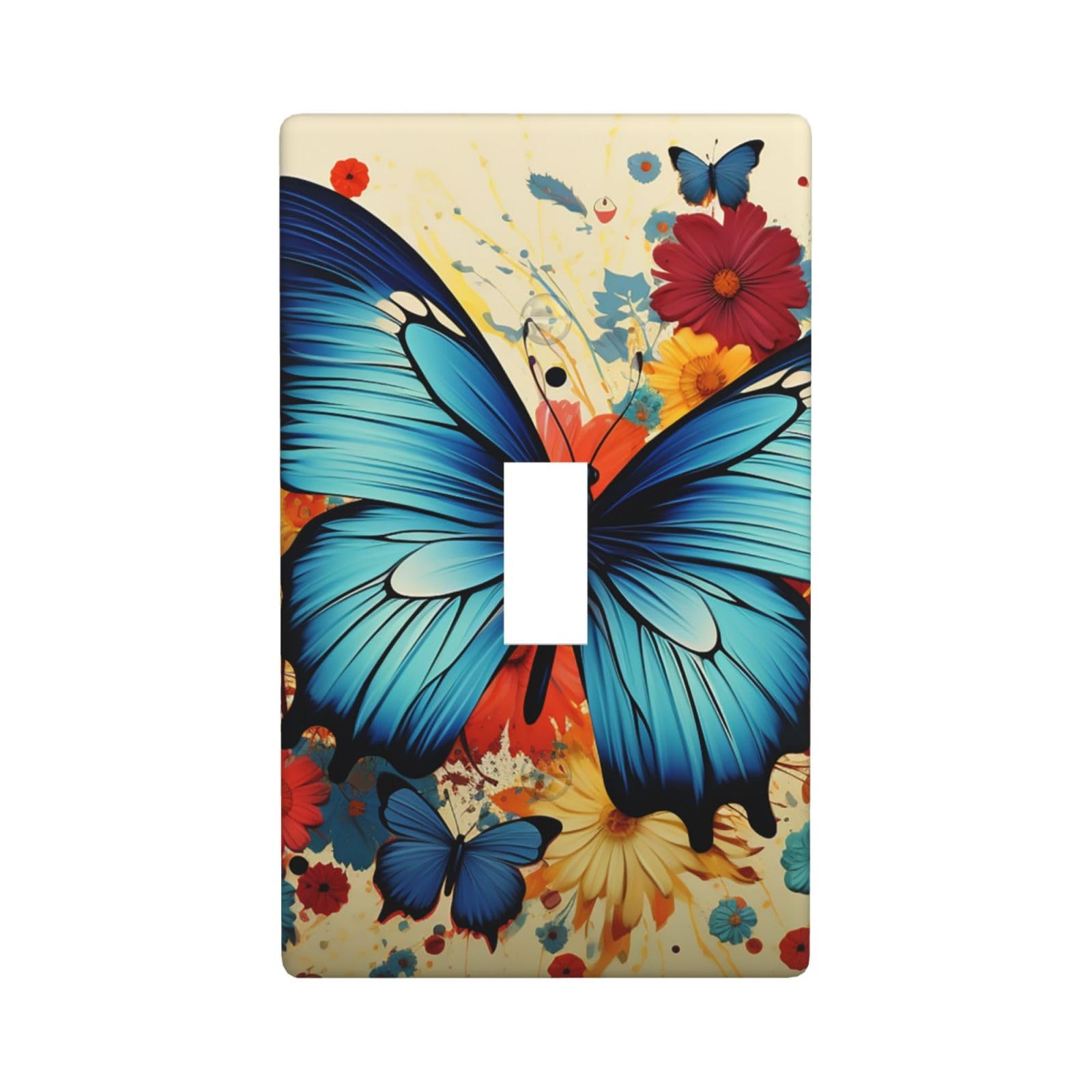 1-Gang Decorator Wall Plate Butterfly Light Switch Cover Single Toggle Receptacle Outlet Wall Plate 4.5" x 2.8" Wallplate Unbreakable Polycarbonate Outlet Faceplates Covers
